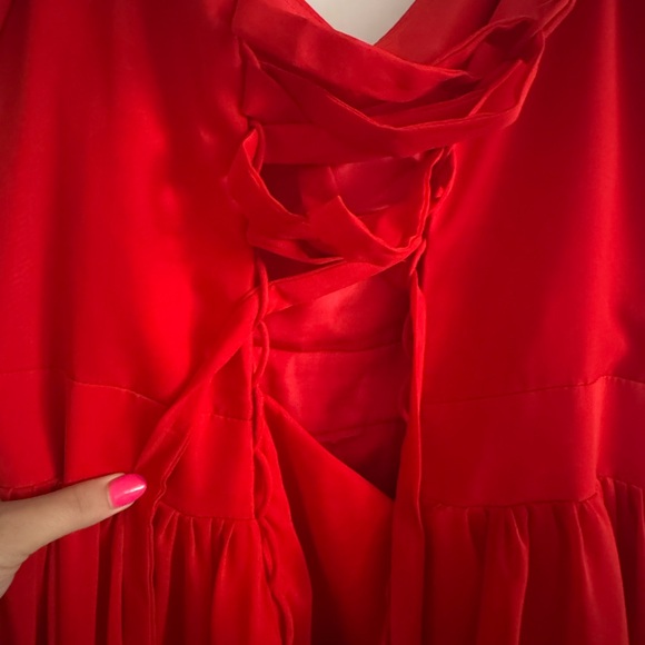 Elegant Off Shoulder Red Evening Gown /NYE Dress - Picture 5 of 6